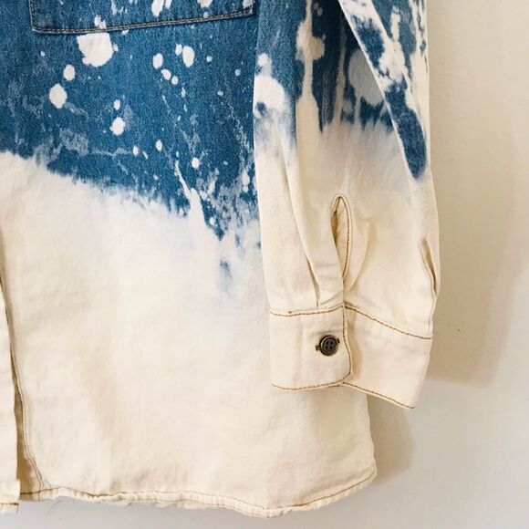 Entro Blue and White Splatter Denim Shirt - Picture 6 of 7